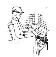 an illustration of a person sitting in a skidder