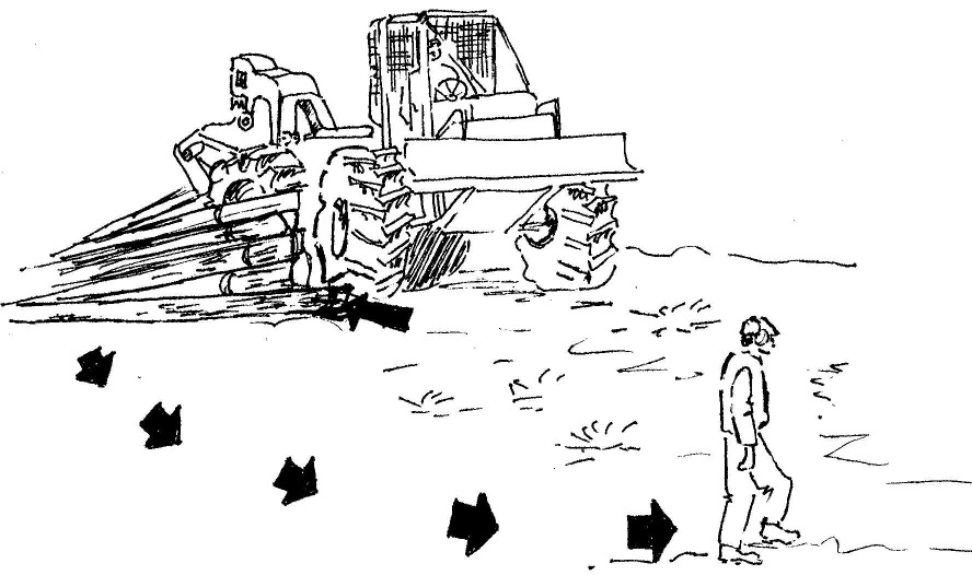 an illustration of a skidder apart from a person