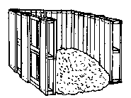 a compost bin with grass clippings.