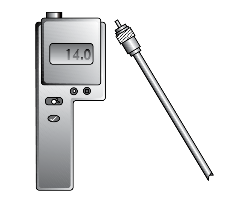 black and white illustration of Electronic conductance moisture tester and probe.