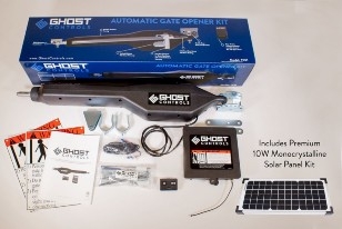 The contents of a Ghost Controls automatic gate opener