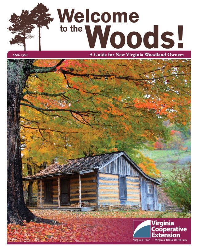 welcome to the woods banner showing a house surrounded by trees in fall season
