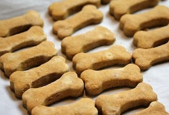 Dog treats on pan