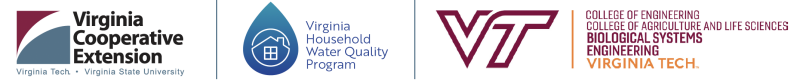 Logos of Virginia Cooperative Extension, Virginia Household Water Quality Program, and Virginia Tech College of Engineering, Agriculture and Life Sciences, and Biological Systems Engineering.