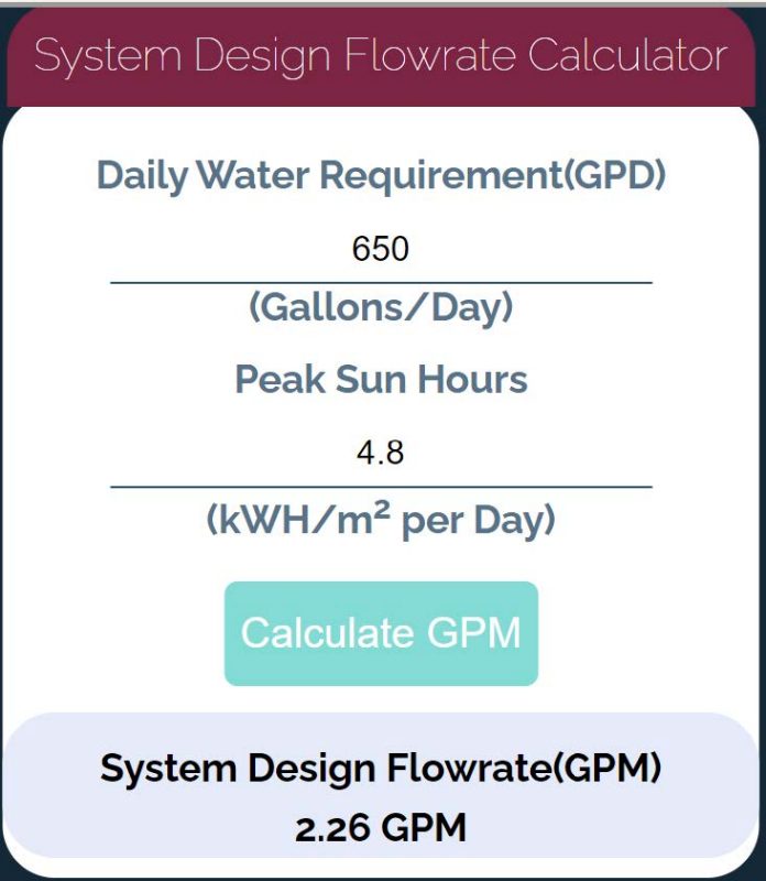 Online design flowrate calculator.