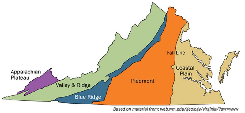 Physiographic provinces in Virginia.