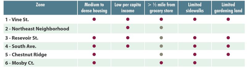 Food equity zones table