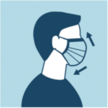 An illustration of side of a person wearing a mask.