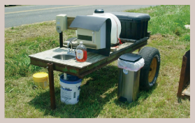 a photo of a small trailer with a station