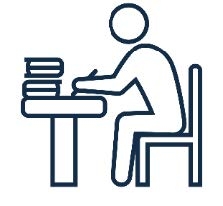 Drawing of someone sitting at their desk, ready to learn.