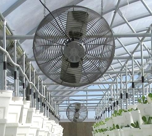 Figure 3. Fans circulating air in between vertical towers.