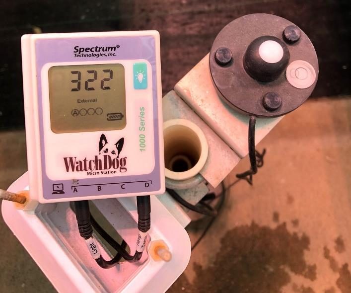 Figure 14. A WatchDog meter measuring the light reading in PAR.