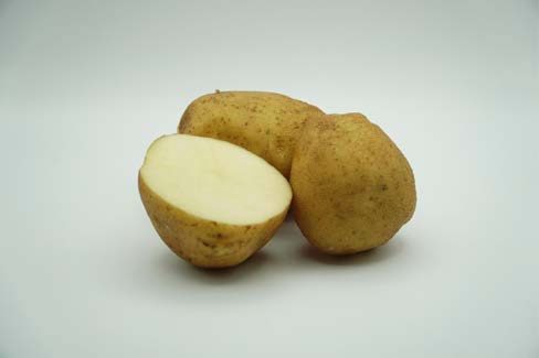Close up of a cut up potato.