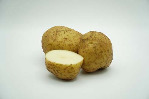 Close up of a cut up potato.