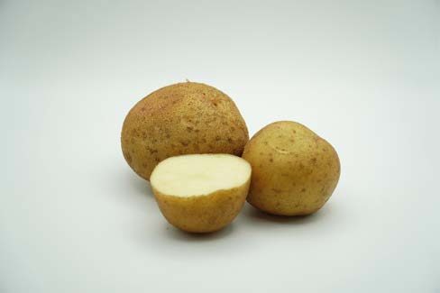 Close up of a cut up potato.