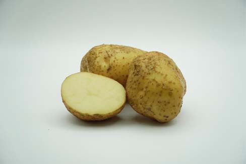 Close up of a cut up potato.