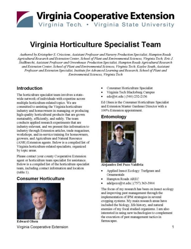 Virginia Horticulture Specialist Team
