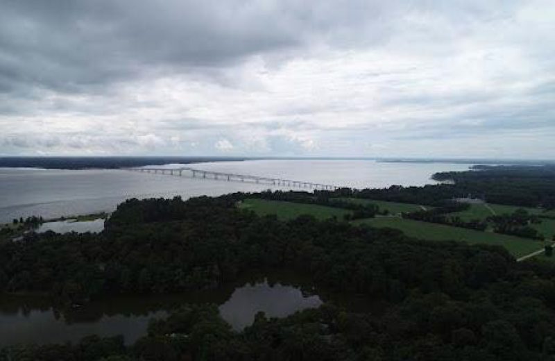 Robert O. Norris Jr. bridge connecting Lancaster and Middlesex Counties as it crosses the Rappahannock River.